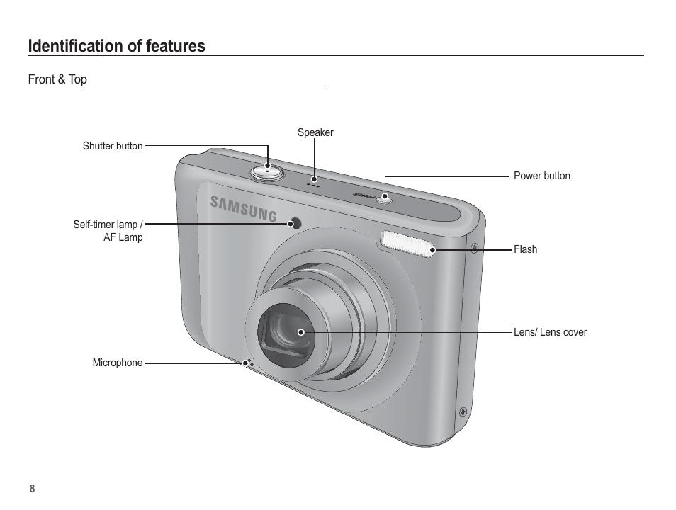 Identifi cation of features | Samsung EC-SL502ZBPBUS User Manual | Page 9 / 103