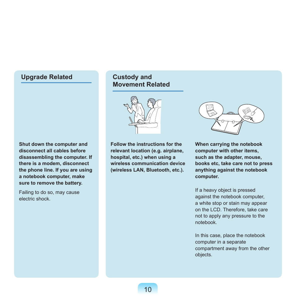 Upgrade related, Custody and movement related | Samsung NP-X22-K01-SEA User Manual | Page 11 / 188