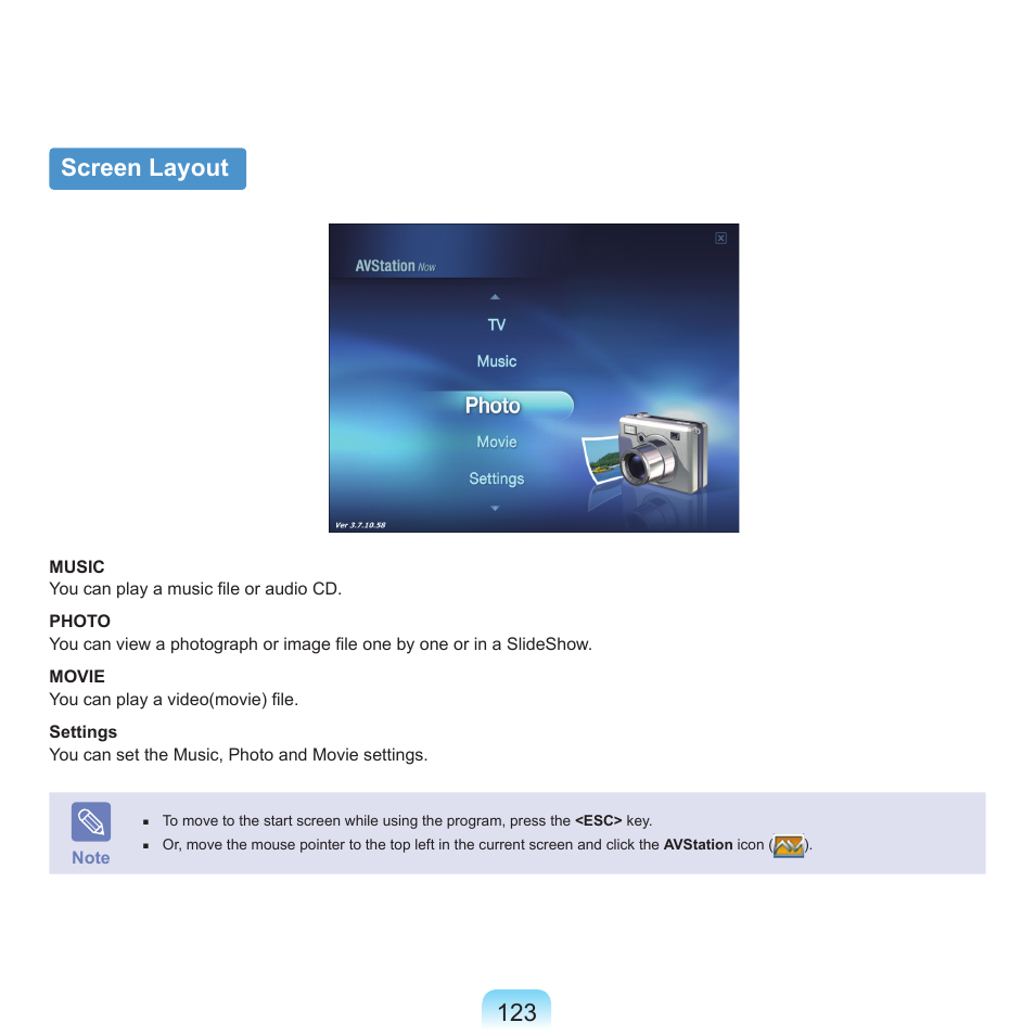 Screen layout | Samsung NP-X22-K01-SEA User Manual | Page 124 / 188