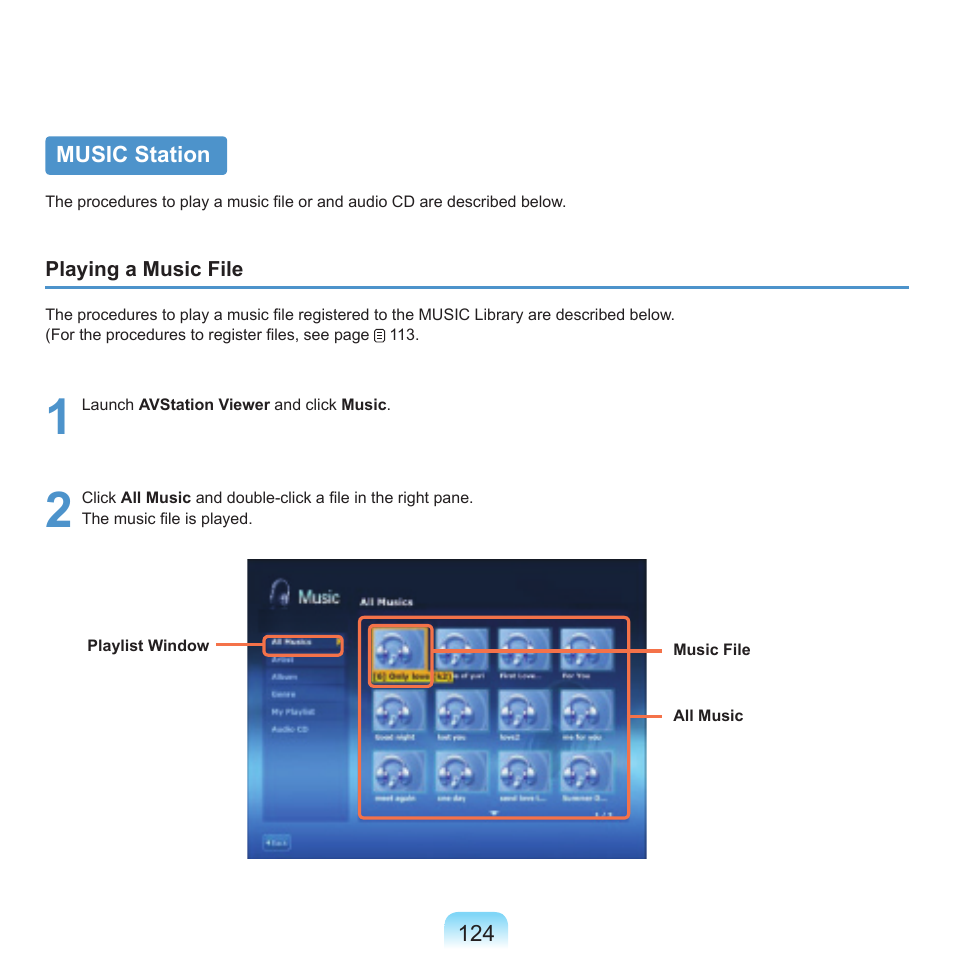 Music station | Samsung NP-X22-K01-SEA User Manual | Page 125 / 188