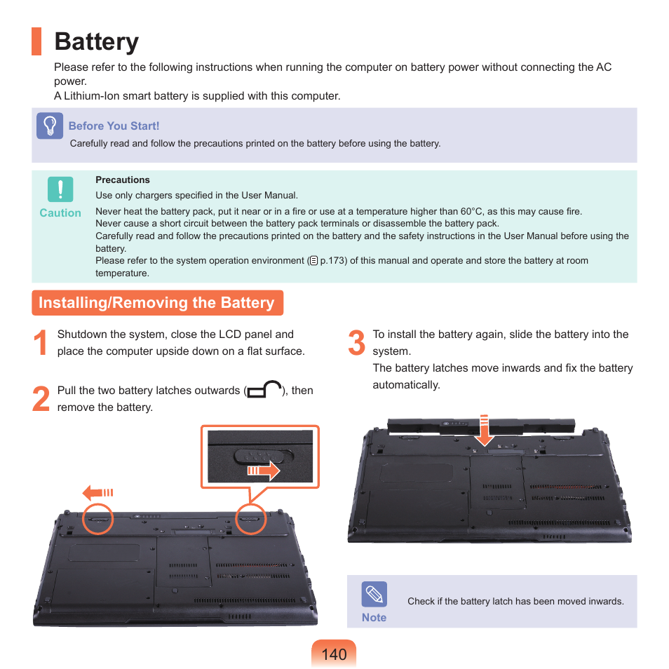 Battery, Installing/removing the battery | Samsung NP-X22-K01-SEA User Manual | Page 141 / 188