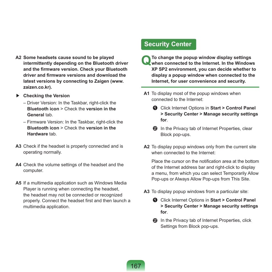 Security center | Samsung NP-X22-K01-SEA User Manual | Page 168 / 188