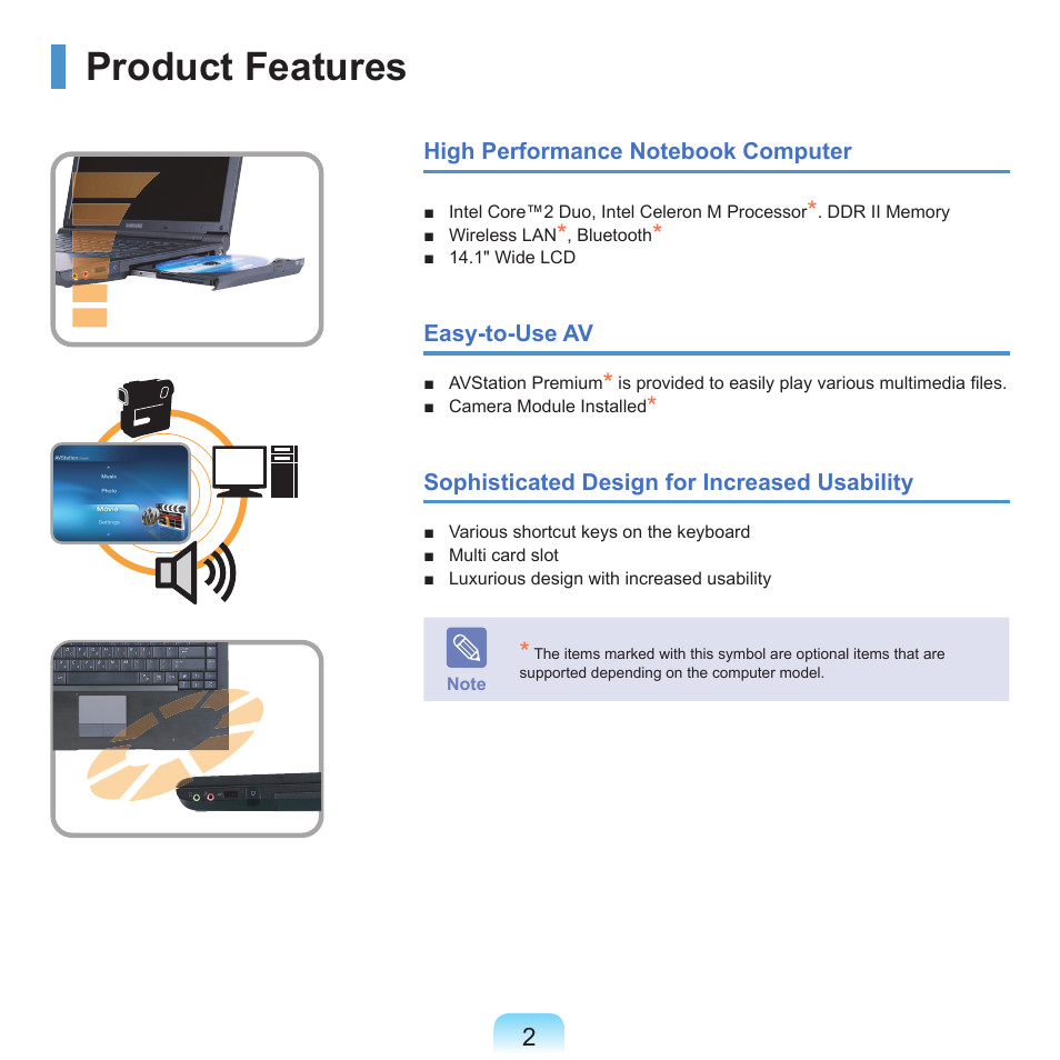 Product features | Samsung NP-X22-K01-SEA User Manual | Page 3 / 188
