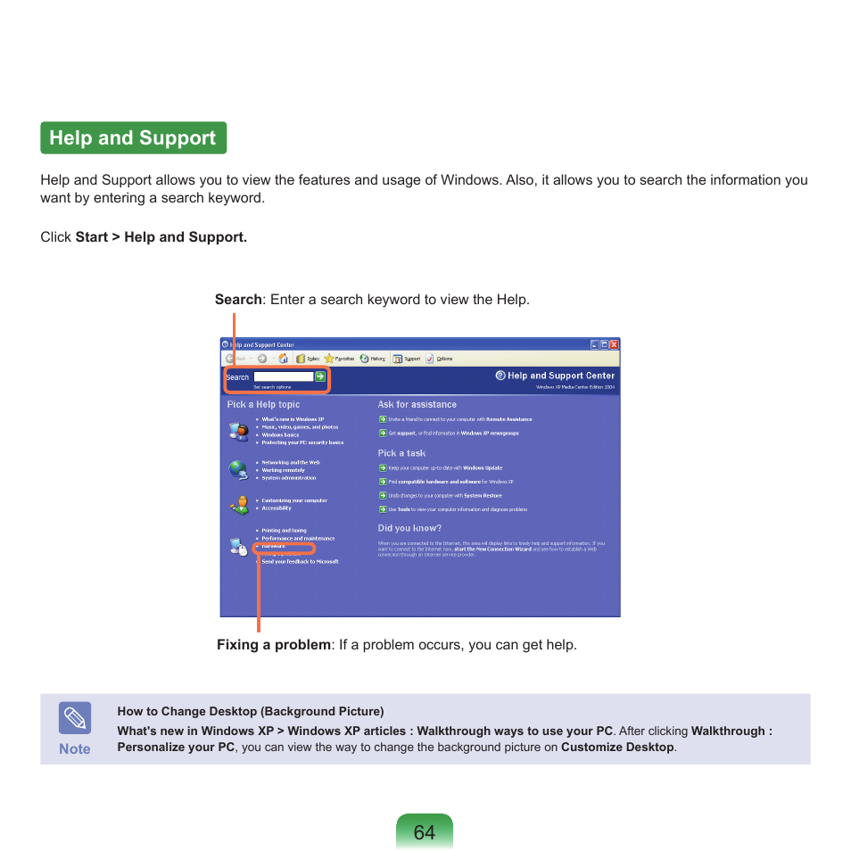 Help and support, 6 help and support | Samsung NP-X22-K01-SEA User Manual | Page 65 / 188