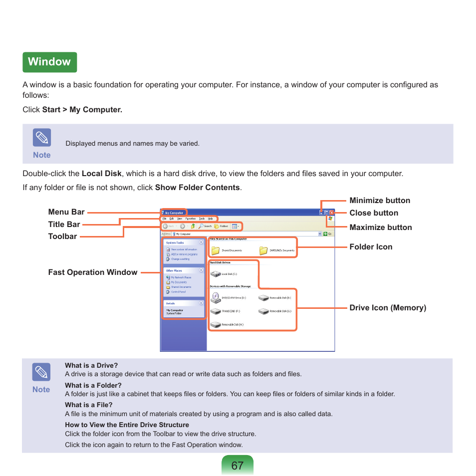 Window, 67 window | Samsung NP-X22-K01-SEA User Manual | Page 68 / 188