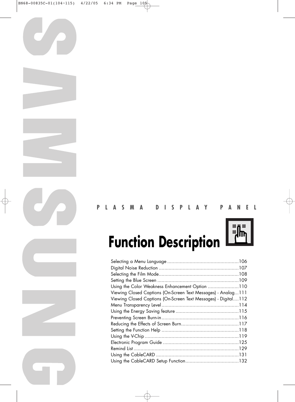 Function description | Samsung SPR4232X-XAP User Manual | Page 105 / 144
