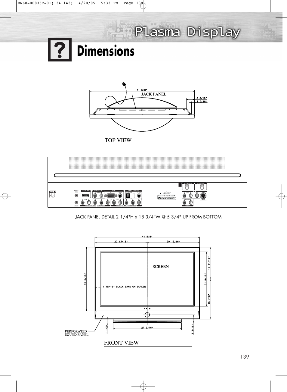 Dimensions | Samsung SPR4232X-XAP User Manual | Page 139 / 144