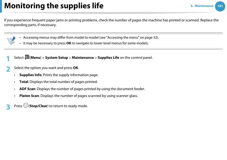 Monitoring the supplies life | Samsung SCX-5639FR-XAA User Manual | Page 101 / 351