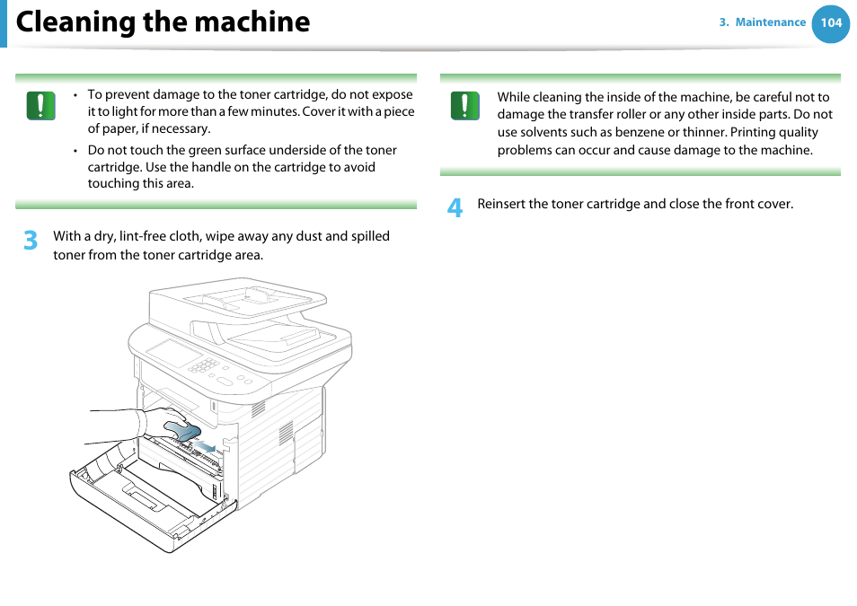 Cleaning the machine | Samsung SCX-5639FR-XAA User Manual | Page 104 / 351