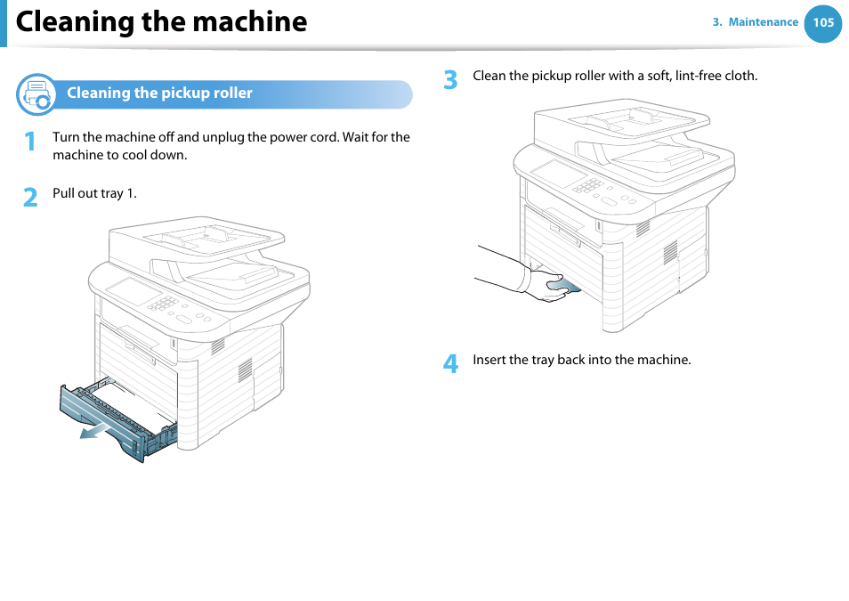 Cleaning the machine | Samsung SCX-5639FR-XAA User Manual | Page 105 / 351