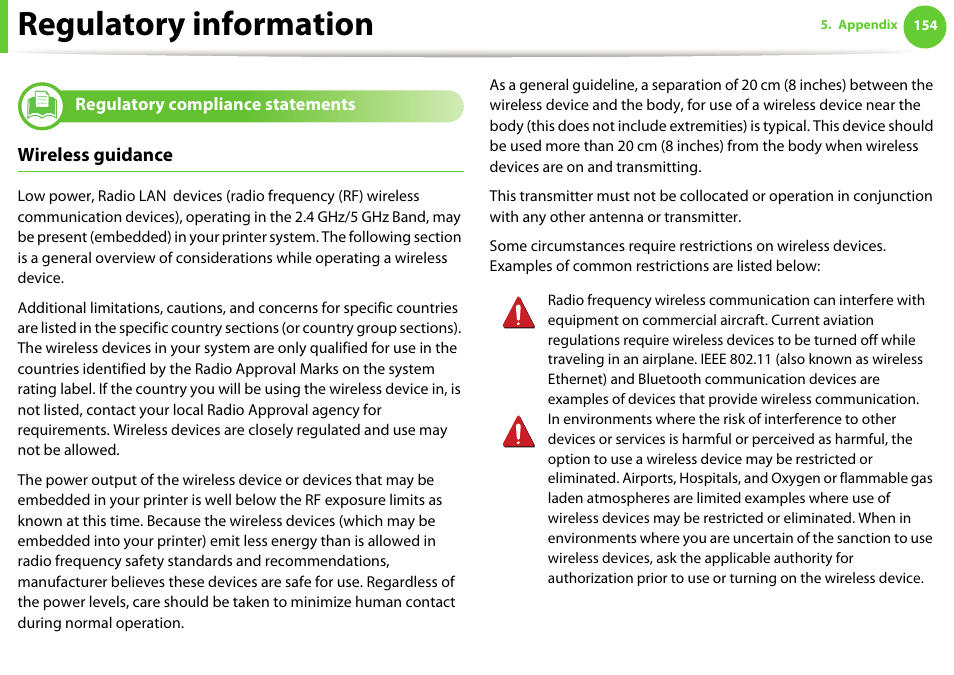Regulatory information | Samsung SCX-5639FR-XAA User Manual | Page 154 / 351