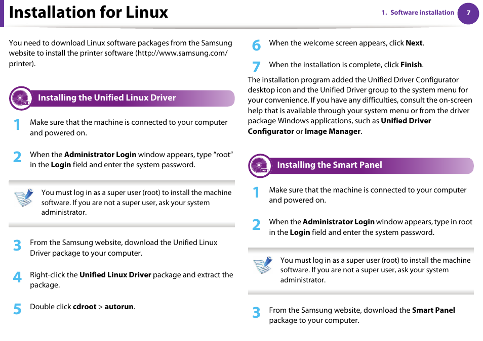 Installation for linux | Samsung SCX-5639FR-XAA User Manual | Page 167 / 351