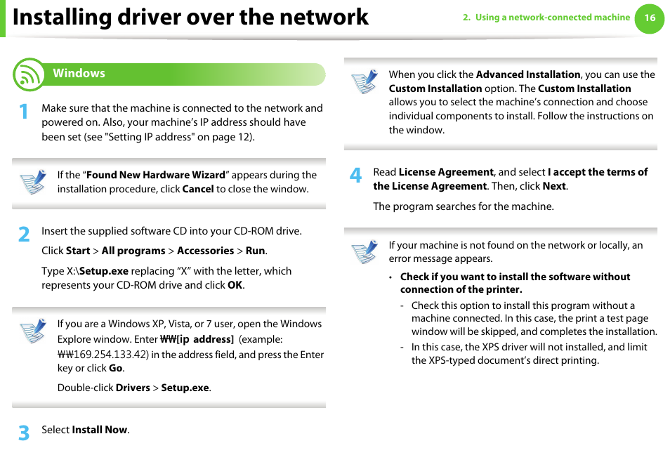 Installing driver over the network | Samsung SCX-5639FR-XAA User Manual | Page 176 / 351