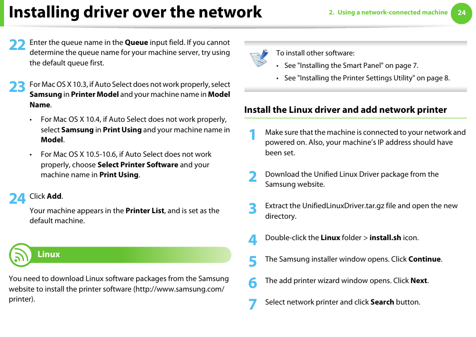 Installing driver over the network | Samsung SCX-5639FR-XAA User Manual | Page 184 / 351