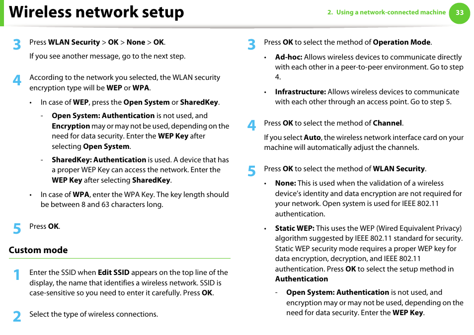 Wireless network setup | Samsung SCX-5639FR-XAA User Manual | Page 193 / 351