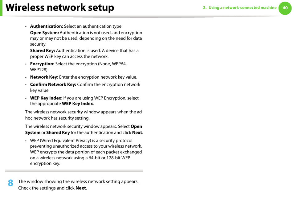 Wireless network setup | Samsung SCX-5639FR-XAA User Manual | Page 200 / 351