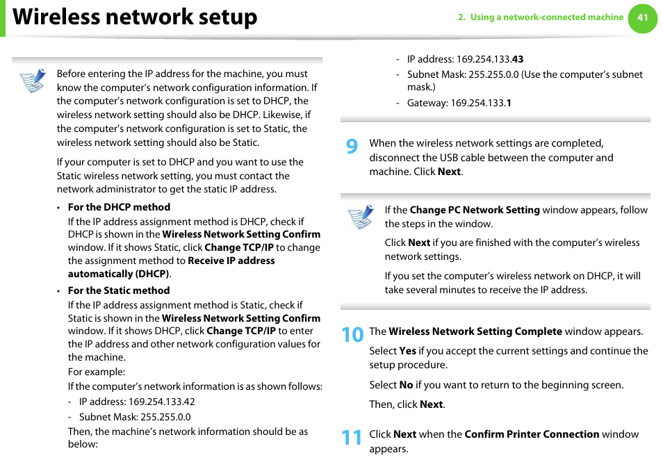 Wireless network setup | Samsung SCX-5639FR-XAA User Manual | Page 201 / 351