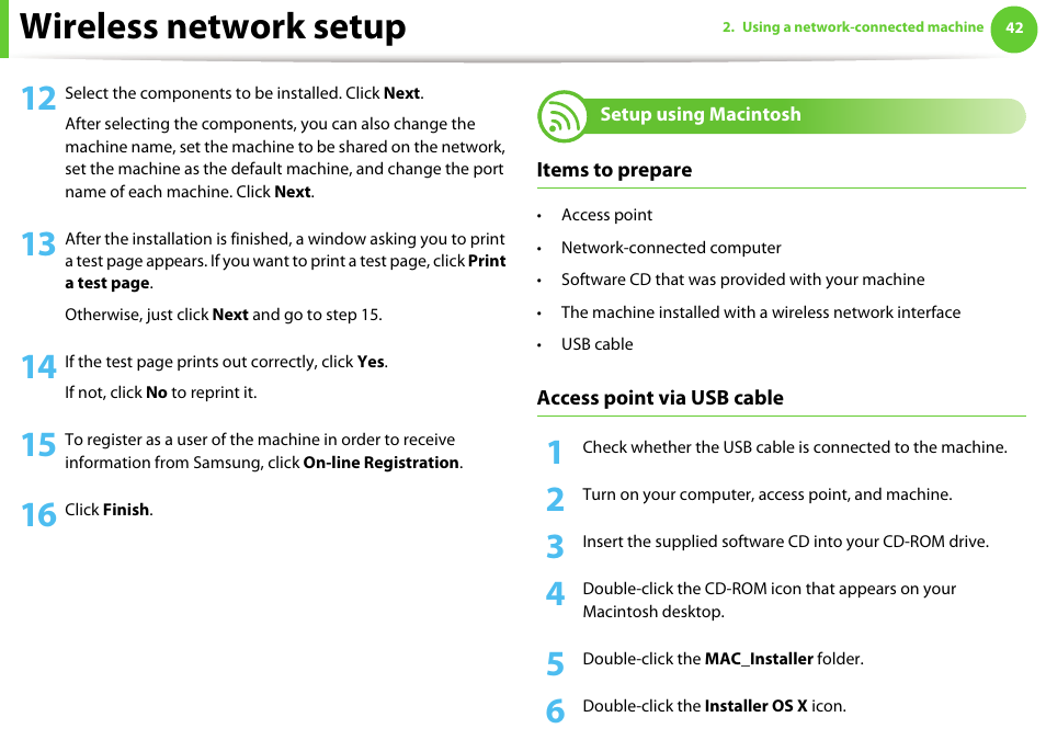 Wireless network setup | Samsung SCX-5639FR-XAA User Manual | Page 202 / 351