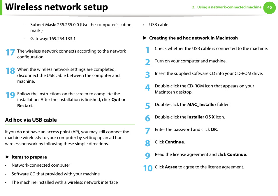 Wireless network setup | Samsung SCX-5639FR-XAA User Manual | Page 205 / 351