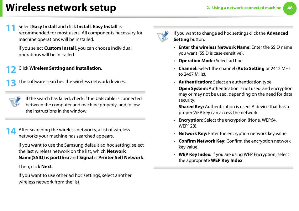 Wireless network setup | Samsung SCX-5639FR-XAA User Manual | Page 206 / 351