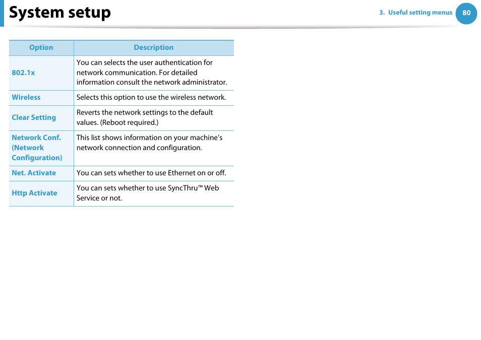 System setup | Samsung SCX-5639FR-XAA User Manual | Page 240 / 351