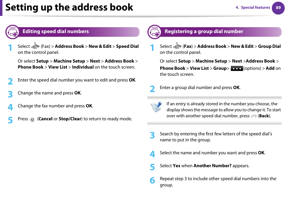 Setting up the address book | Samsung SCX-5639FR-XAA User Manual | Page 249 / 351