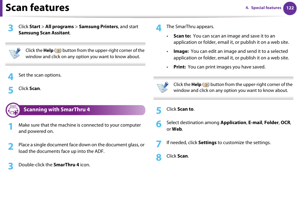 Scan features | Samsung SCX-5639FR-XAA User Manual | Page 282 / 351