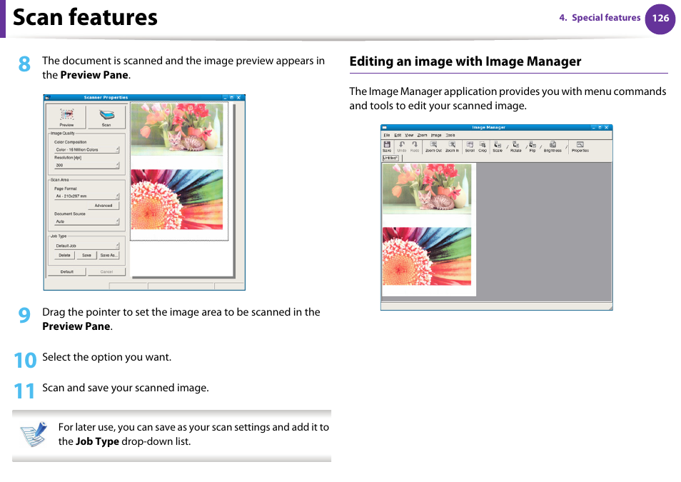 Scan features | Samsung SCX-5639FR-XAA User Manual | Page 286 / 351