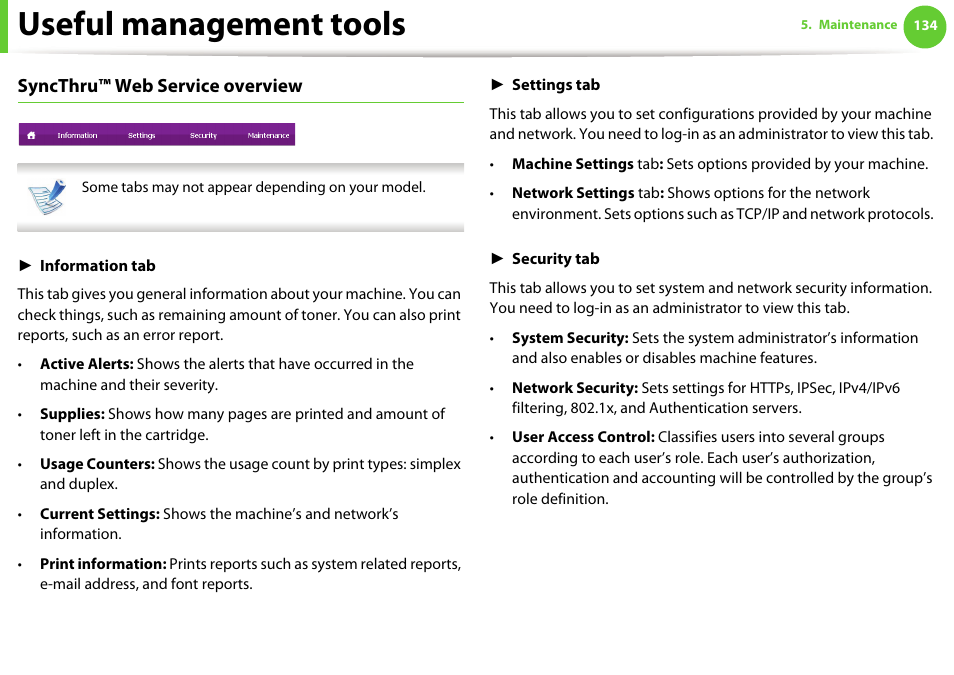 Useful management tools, Syncthru™ web service overview | Samsung SCX-5639FR-XAA User Manual | Page 294 / 351