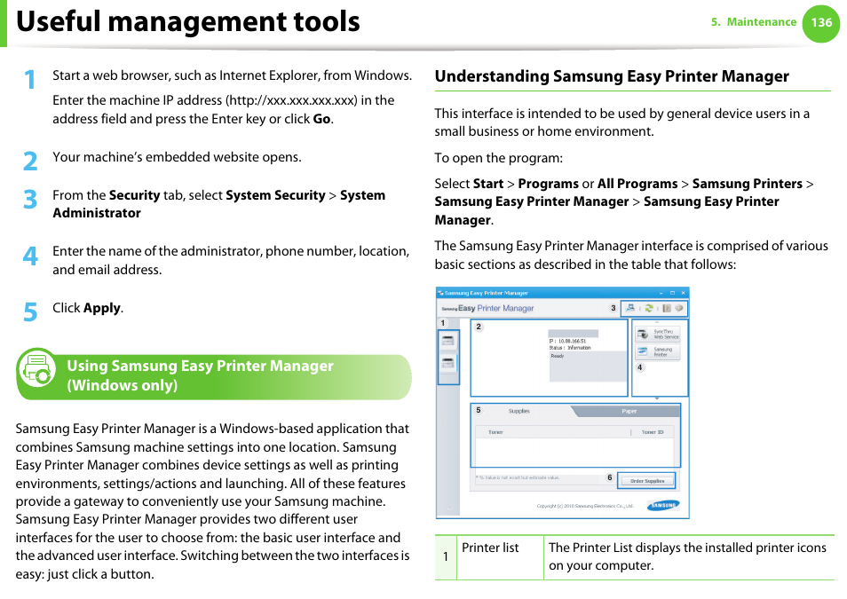 Useful management tools | Samsung SCX-5639FR-XAA User Manual | Page 296 / 351