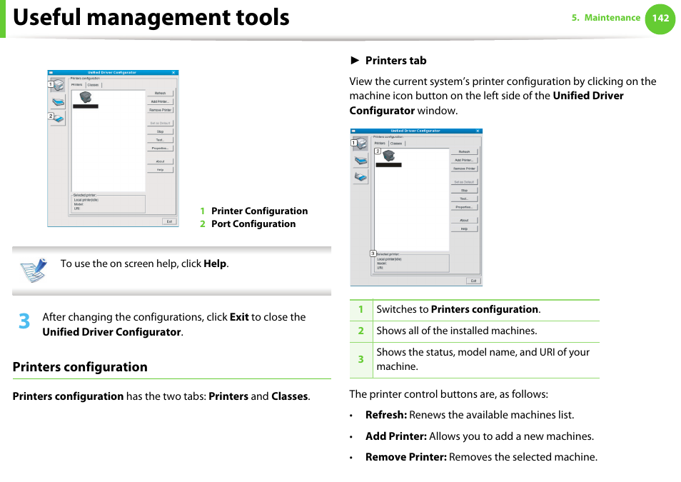 Useful management tools, Printers configuration | Samsung SCX-5639FR-XAA User Manual | Page 302 / 351
