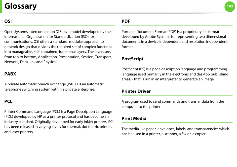 Glossary | Samsung SCX-5639FR-XAA User Manual | Page 343 / 351