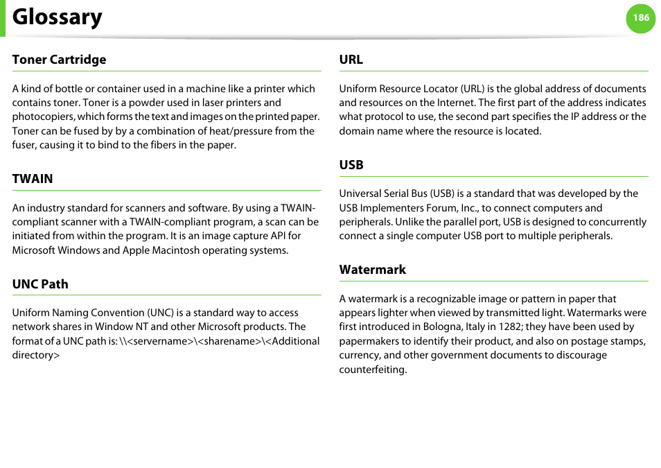 Glossary | Samsung SCX-5639FR-XAA User Manual | Page 346 / 351