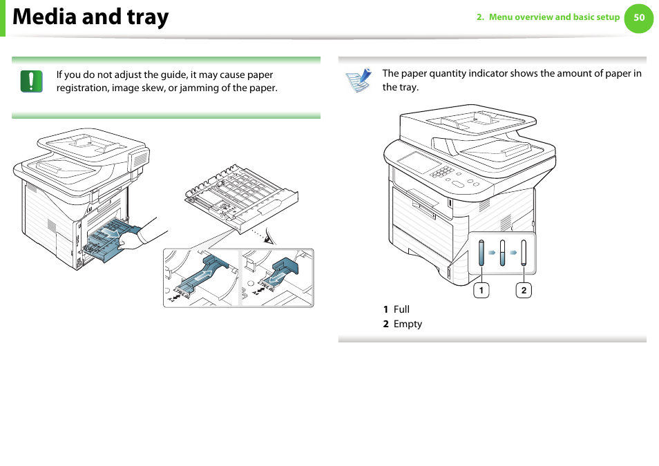 Media and tray | Samsung SCX-5639FR-XAA User Manual | Page 50 / 351