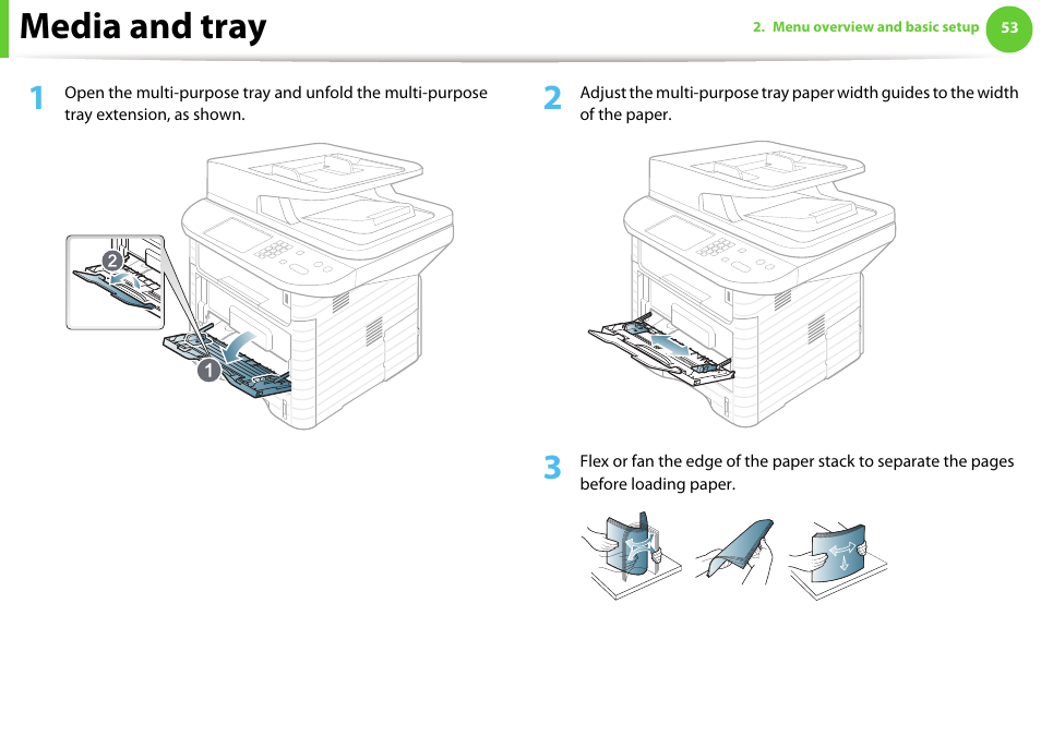 Media and tray | Samsung SCX-5639FR-XAA User Manual | Page 53 / 351