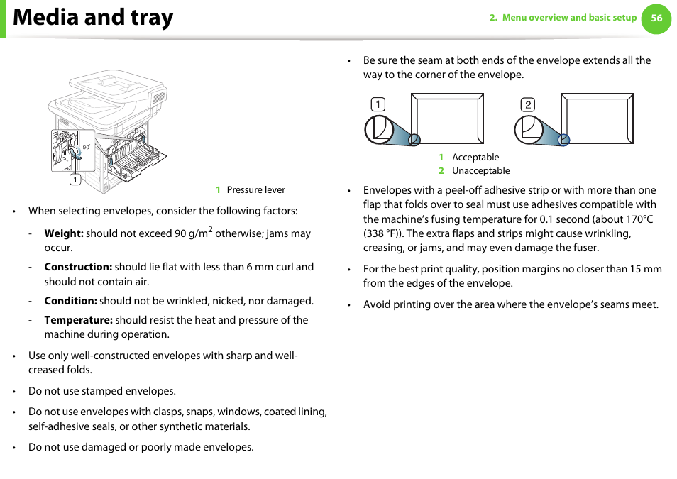 Media and tray | Samsung SCX-5639FR-XAA User Manual | Page 56 / 351