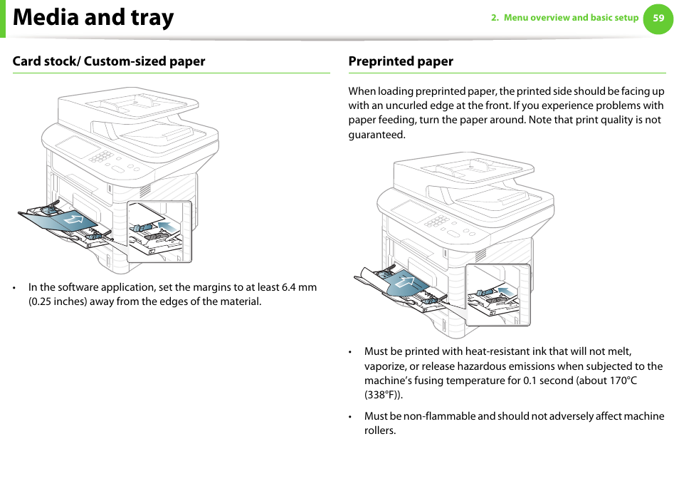 Media and tray | Samsung SCX-5639FR-XAA User Manual | Page 59 / 351