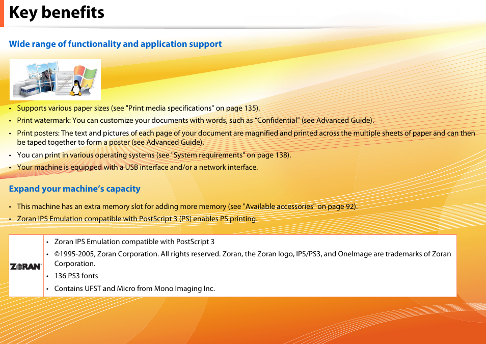Key benefits | Samsung SCX-5639FR-XAA User Manual | Page 6 / 351