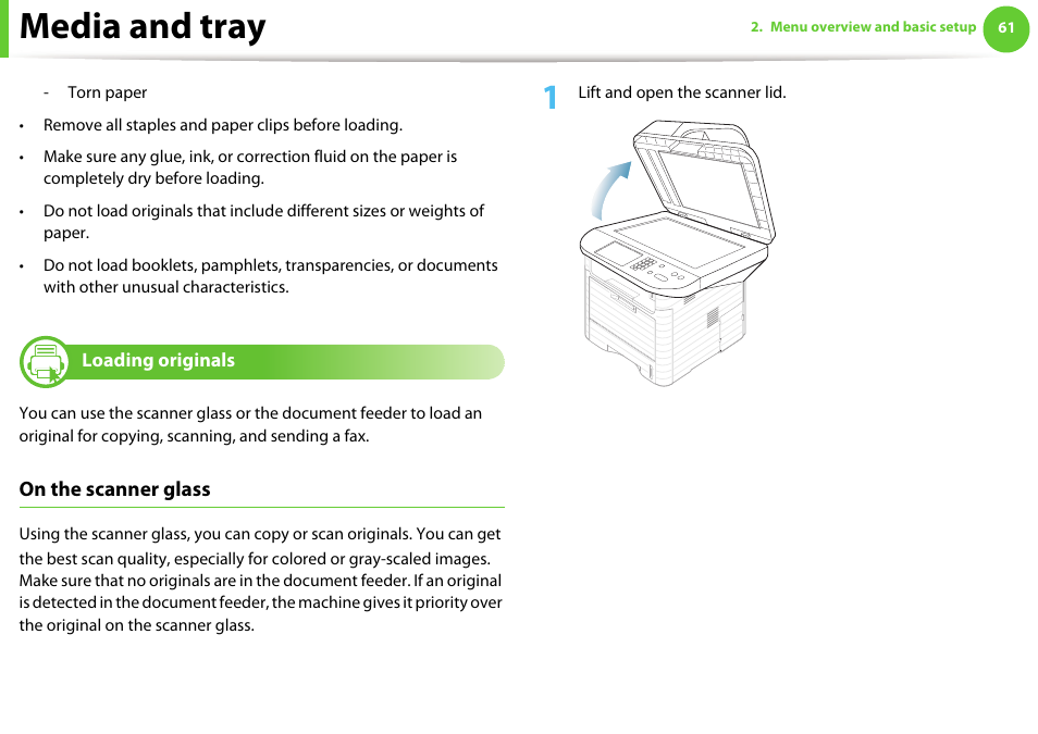 Media and tray | Samsung SCX-5639FR-XAA User Manual | Page 61 / 351