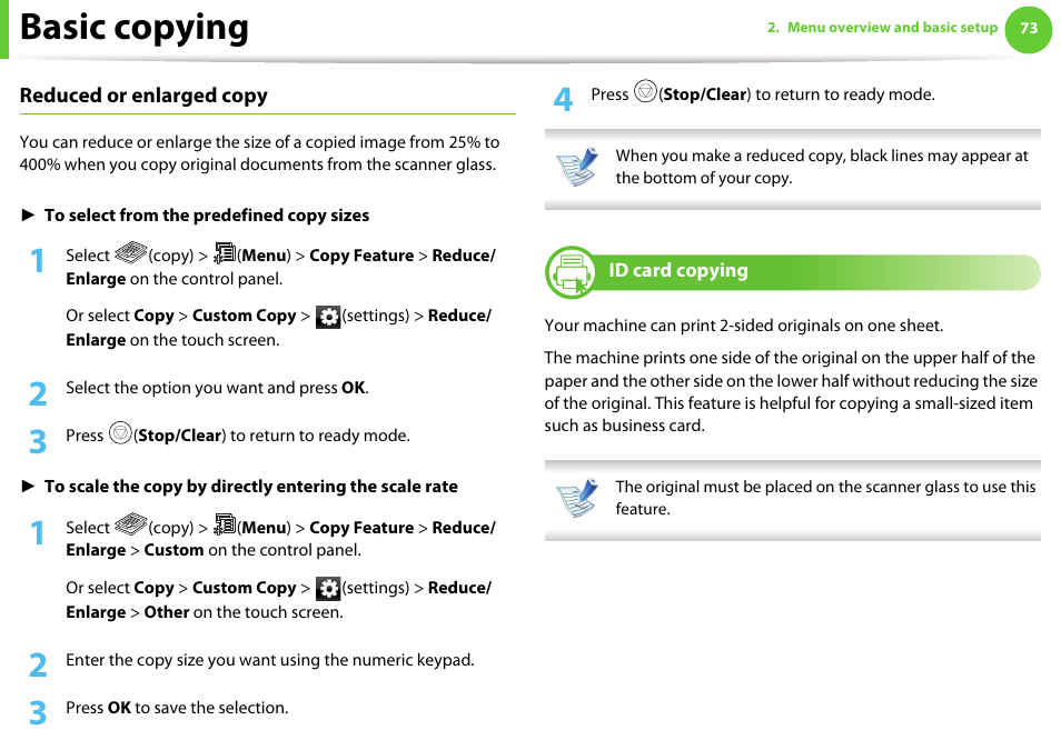 Basic copying | Samsung SCX-5639FR-XAA User Manual | Page 73 / 351