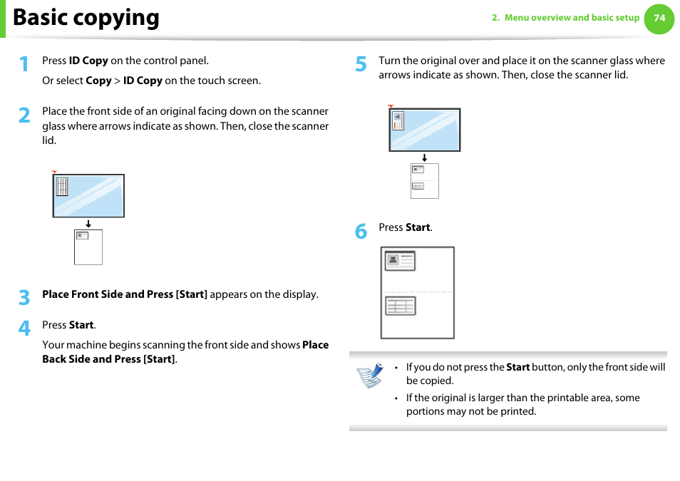 Basic copying | Samsung SCX-5639FR-XAA User Manual | Page 74 / 351