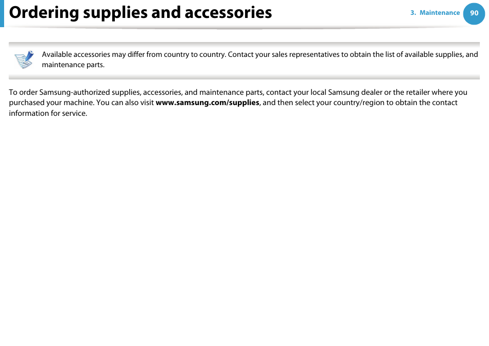 Ordering supplies and accessories | Samsung SCX-5639FR-XAA User Manual | Page 90 / 351