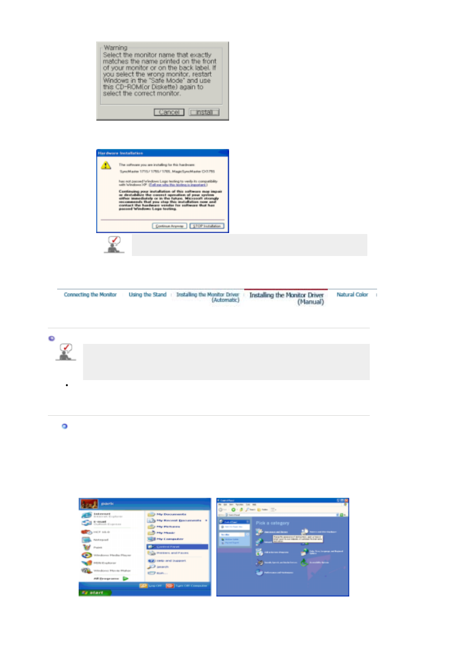 Installing the monitor driver (manual) | Samsung LS17MHNSSZ-XAA User Manual | Page 21 / 56