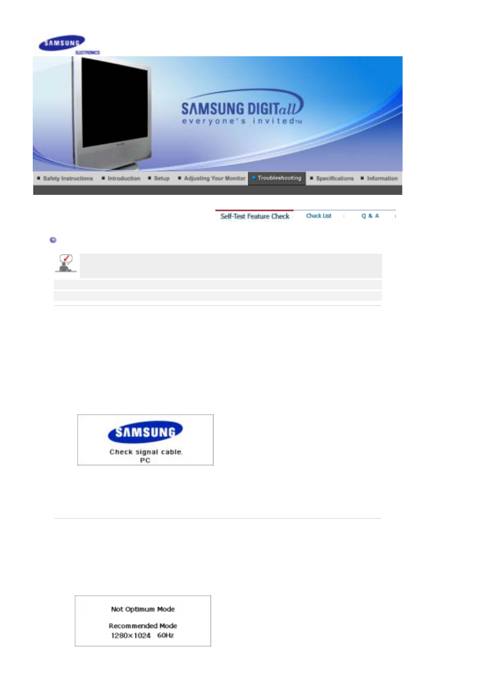 Self-test feature check | Samsung LS17MHNSSZ-XAA User Manual | Page 33 / 56