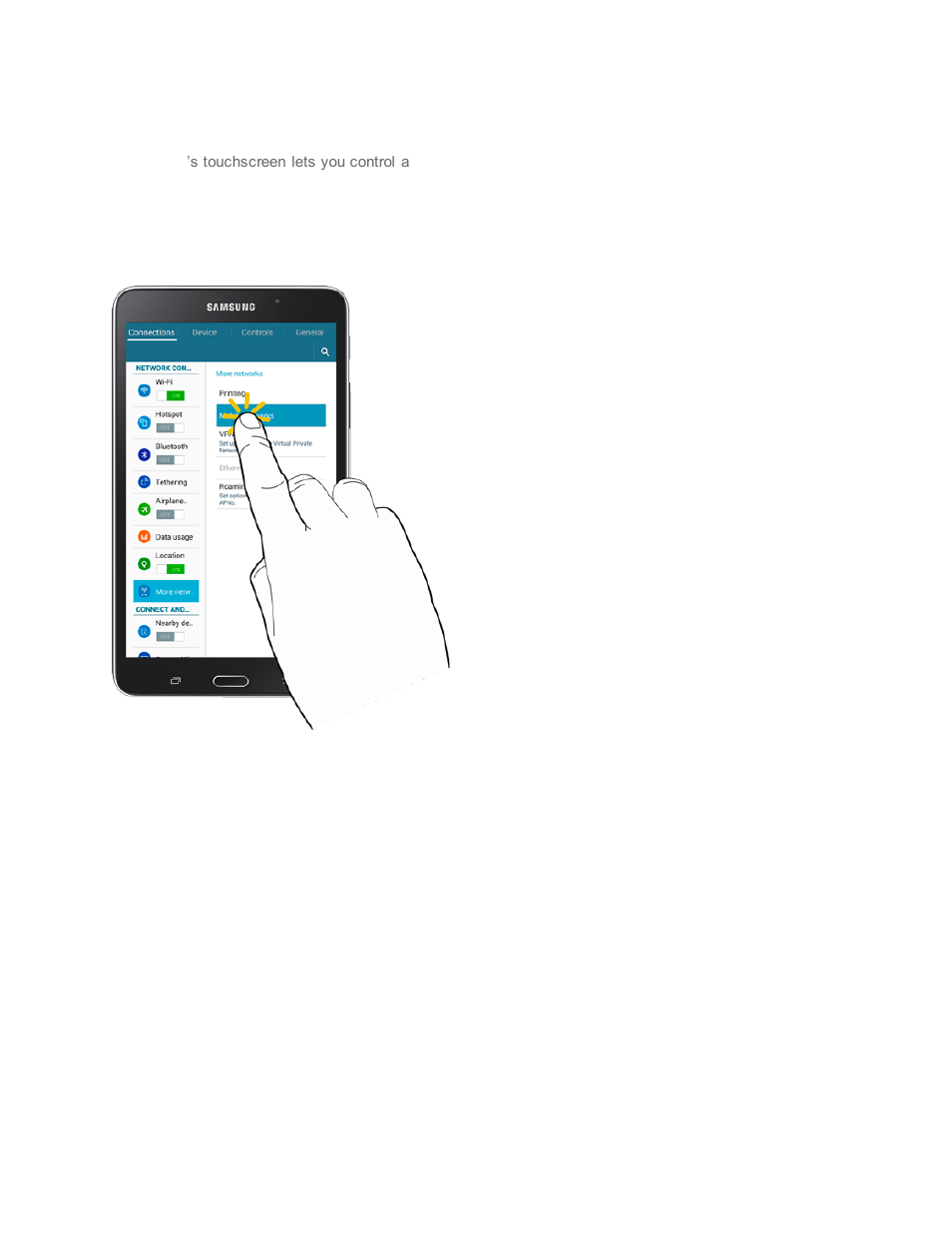 Touchscreen navigation | Samsung SM-T237PZWASPR User Manual | Page 15 / 112