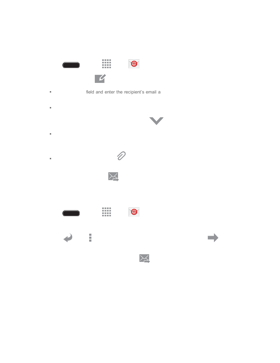 Compose and send email, View and reply to email | Samsung SM-T237PZWASPR User Manual | Page 42 / 112