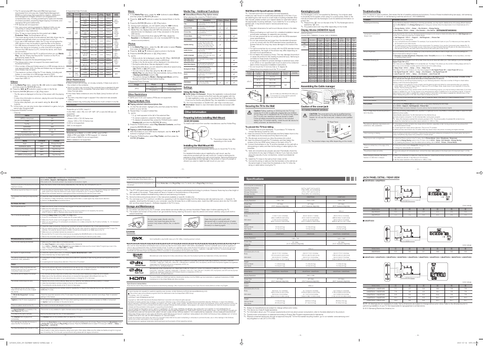 Samsung UN29F4000AFXZA User Manual | Page 2 / 2