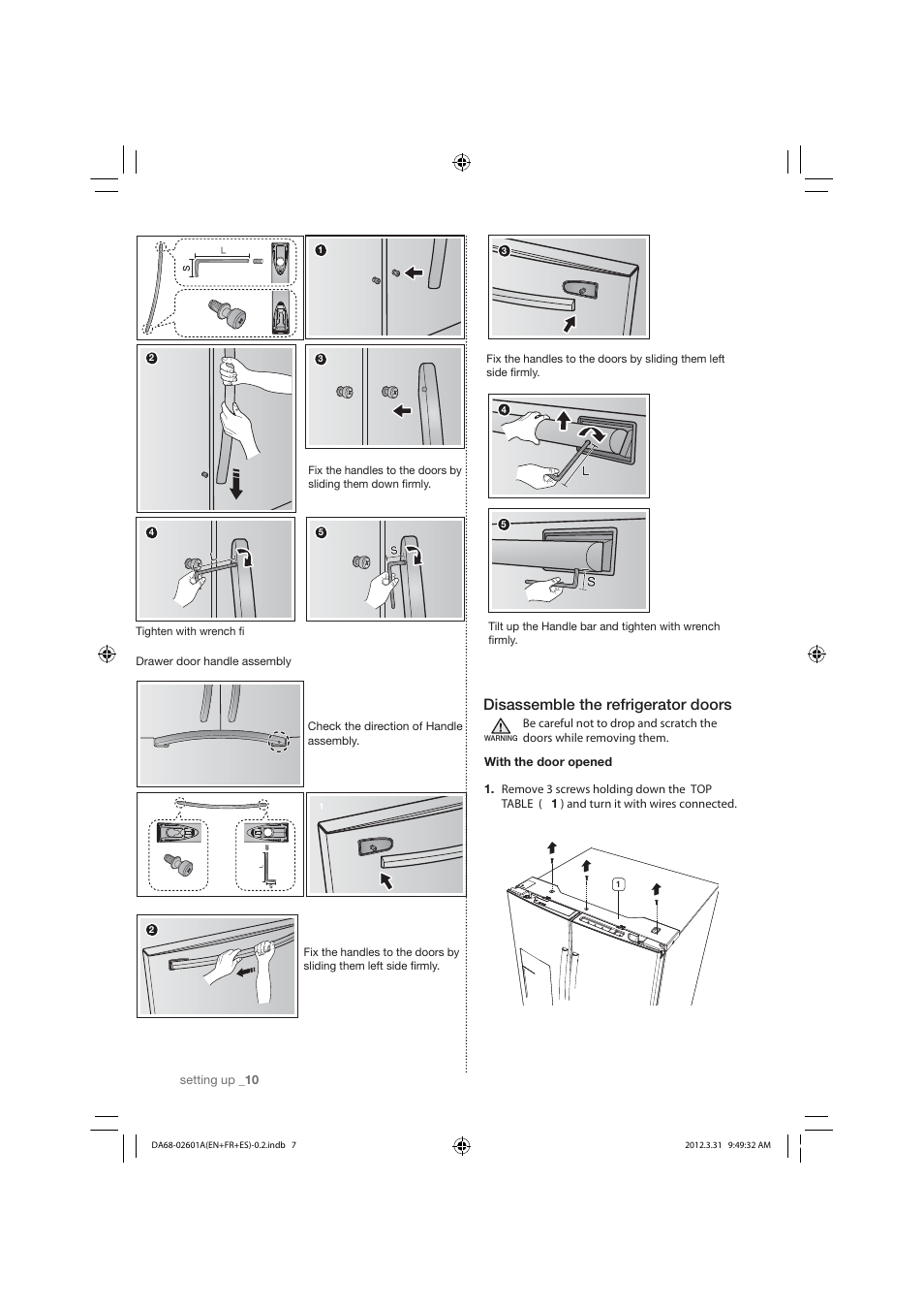 Disassemble the refrigerator doors | Samsung RF263TEAEBC-AA User Manual | Page 10 / 92