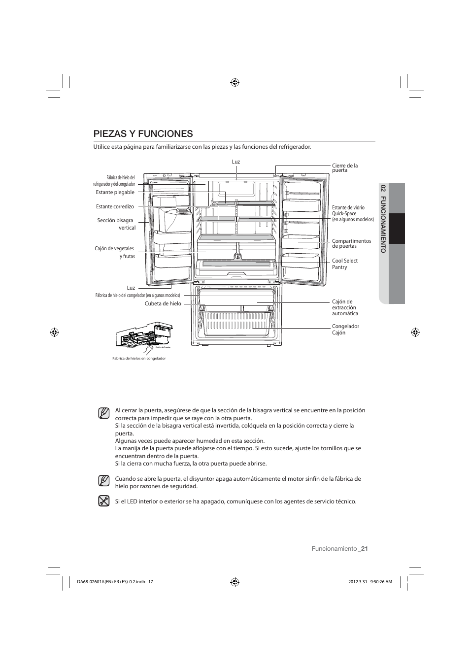 Piezas y funciones | Samsung RF263TEAEBC-AA User Manual | Page 53 / 92