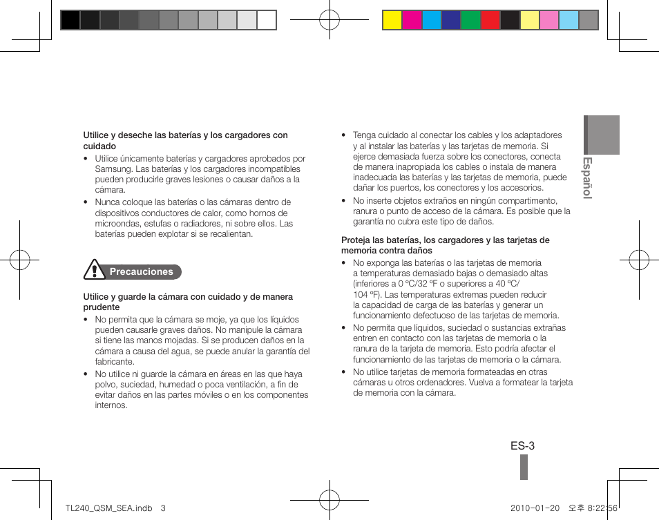 Español | Samsung EC-TL240ZBPBUS User Manual | Page 13 / 24